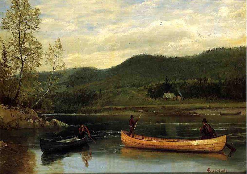 Albert Bierstadt Men in Two Canoes France oil painting art